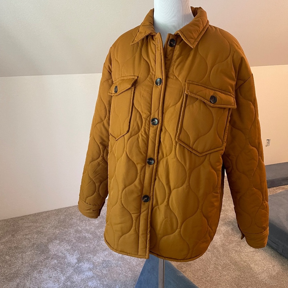 Staccato Camel Colored Collared Button Closure Qu… - image 6